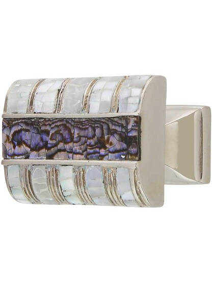 Fair Isle Rectangle Knob - 1 inch x 1 3/8 inch in Polished Nickel.